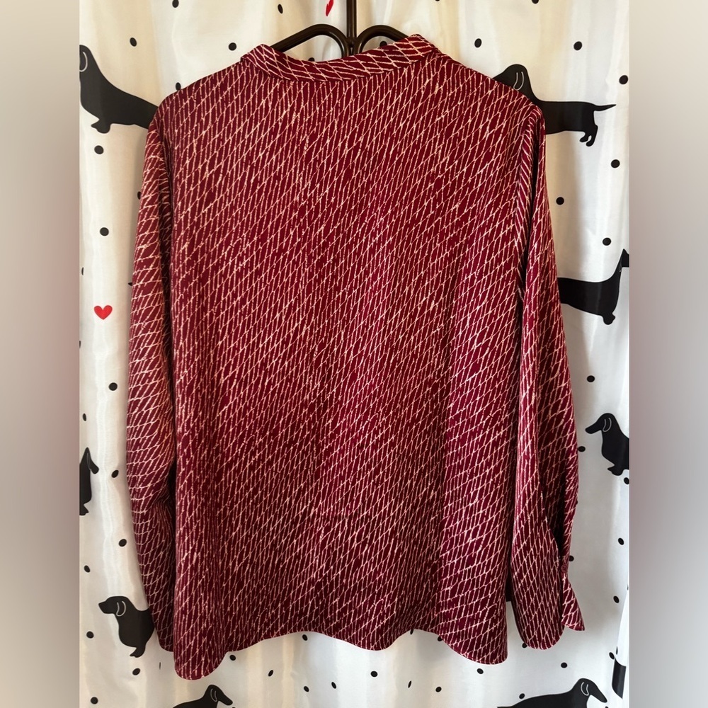Halston Red Patterned Blouse - Picture 3 of 4